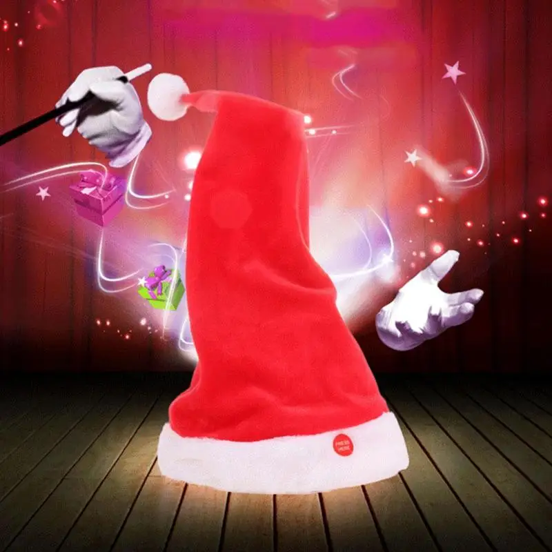 

Christmas Plush Hat Toy Electronics Singing Dancing Talking Moving Mini Cartoon Santa Hats Children Magical Cap Party Toys