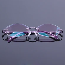 Женские Роскошные Стразы без оправы, очки для чтения, элегантные фиолетовые очки для дальнозоркости, очки с антибликовым покрытием