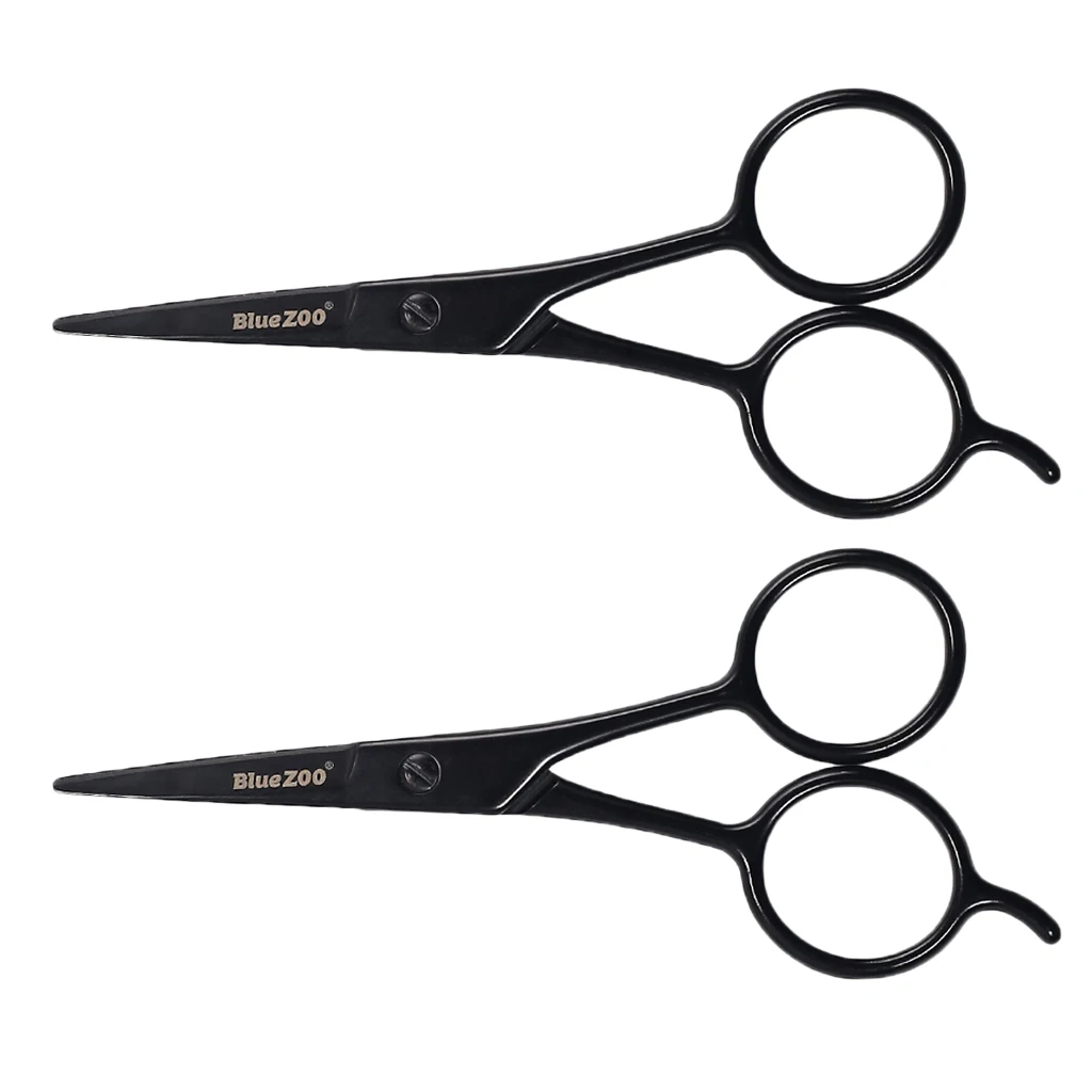 2X Facial Hair Scissors Stainless Steel Ears Nose Eyebrow Moustache Scissors for Men Grooming Trimming Hair Beard, 13x5.6x4cm