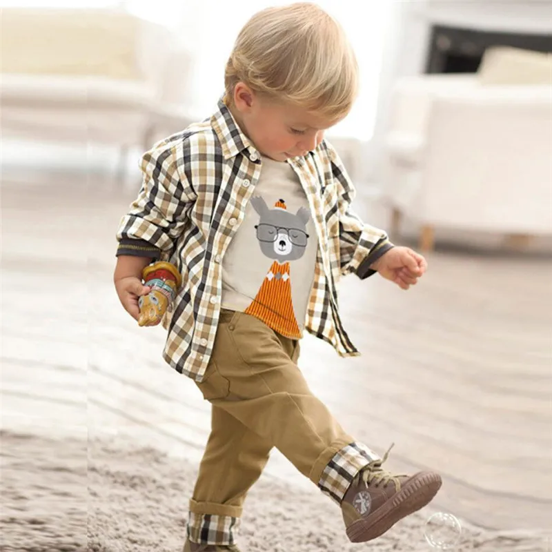 Kids Boy Clothing Set Plaid Child Plaid Suit Boy Toddler Boy