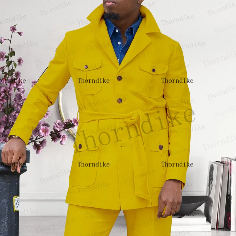 Thorndike Wedding Tuxedos For Groomsmen 2 Piece Slim Men Suits Set Made Jacket With Pants Best Man Costume Homme