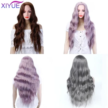 

24 Inches Long Mix Purple Womens Wigs with Bangs Heat Resistant Synthetic Kinky Curly Wigs for Women African American