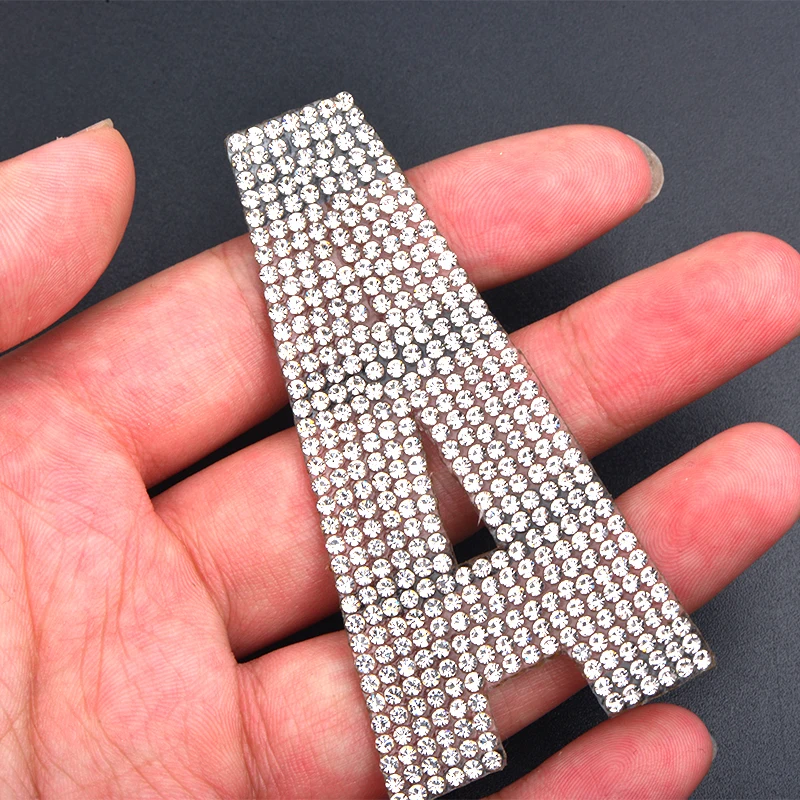JUNAO 70 мм A-Z прозрачные буквы Стразы нашивки Горячая фиксация кристалла металлическая аппликация патч наклейки алфавит мотив значок