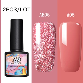 

MAD DOLL 2 Pcs/ Lot Nail Gel Polish Set For Nails Art Base Top Coat Nail Polish UV Gel Semi-Permanent UV LED Lamp Shiny Gel