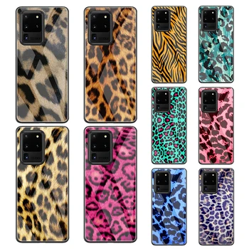 

Fashion Tiger Leopard Print Tempered Glass Case for Samsung Note 10 Lite S20 Plus Ultra A51 A71 A81 Cover