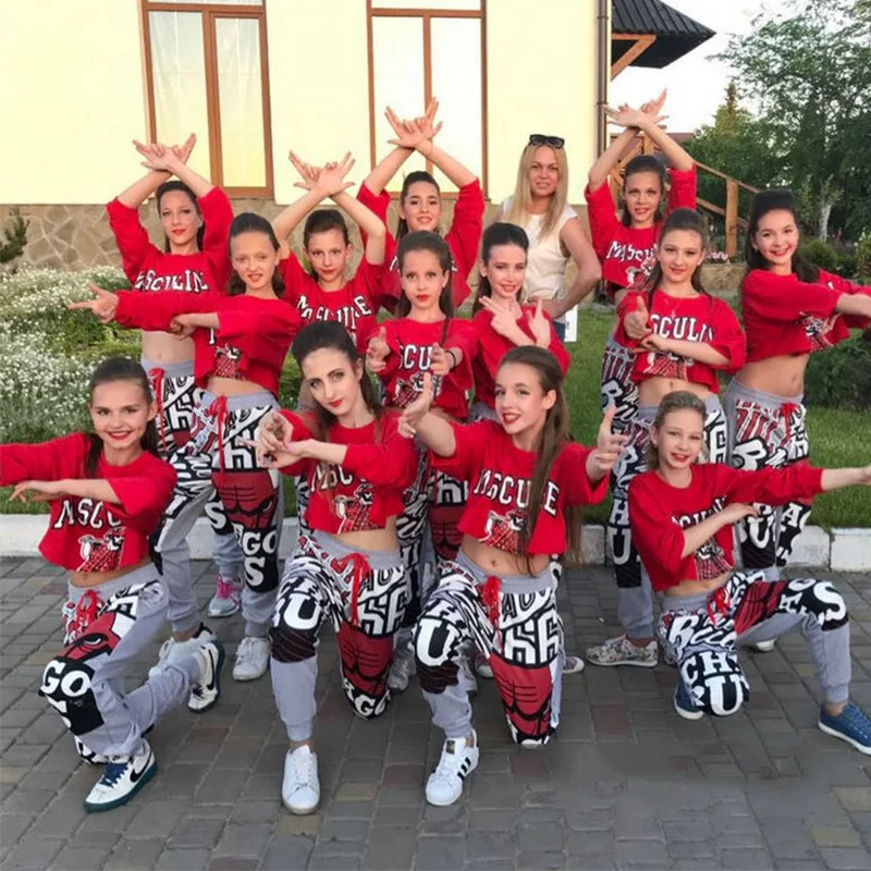 Hip Hop Costumes Adults Jazz Dance Costume Modern Dancing Outfits Women Cheerleader Clothing Girls Stage Performance Wear DT1576