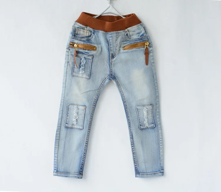 Джинсы для маленьких мальчиков Модные осенние обтягивающие штаны с эластичной резинкой на талии для мальчиков детские брюки Одежда для подростков
