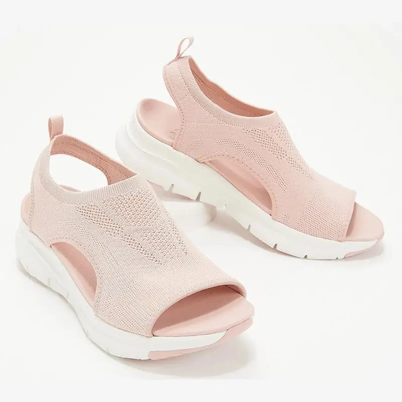 Summer Women Sandals Solid Color Open Toe Casual Ladies Wedge Shoes Hollow Out Slip-On Mesh Platform Female Sandalias 2021 Mujer