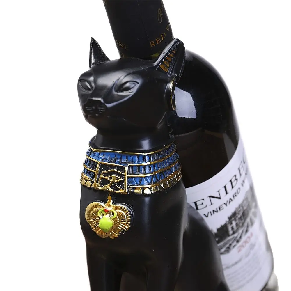 

25cm Resin Egyptian Cat God Wine Rack Figurines Animal Ornaments Wine Bottle Holder European Creative Decoration Hogar