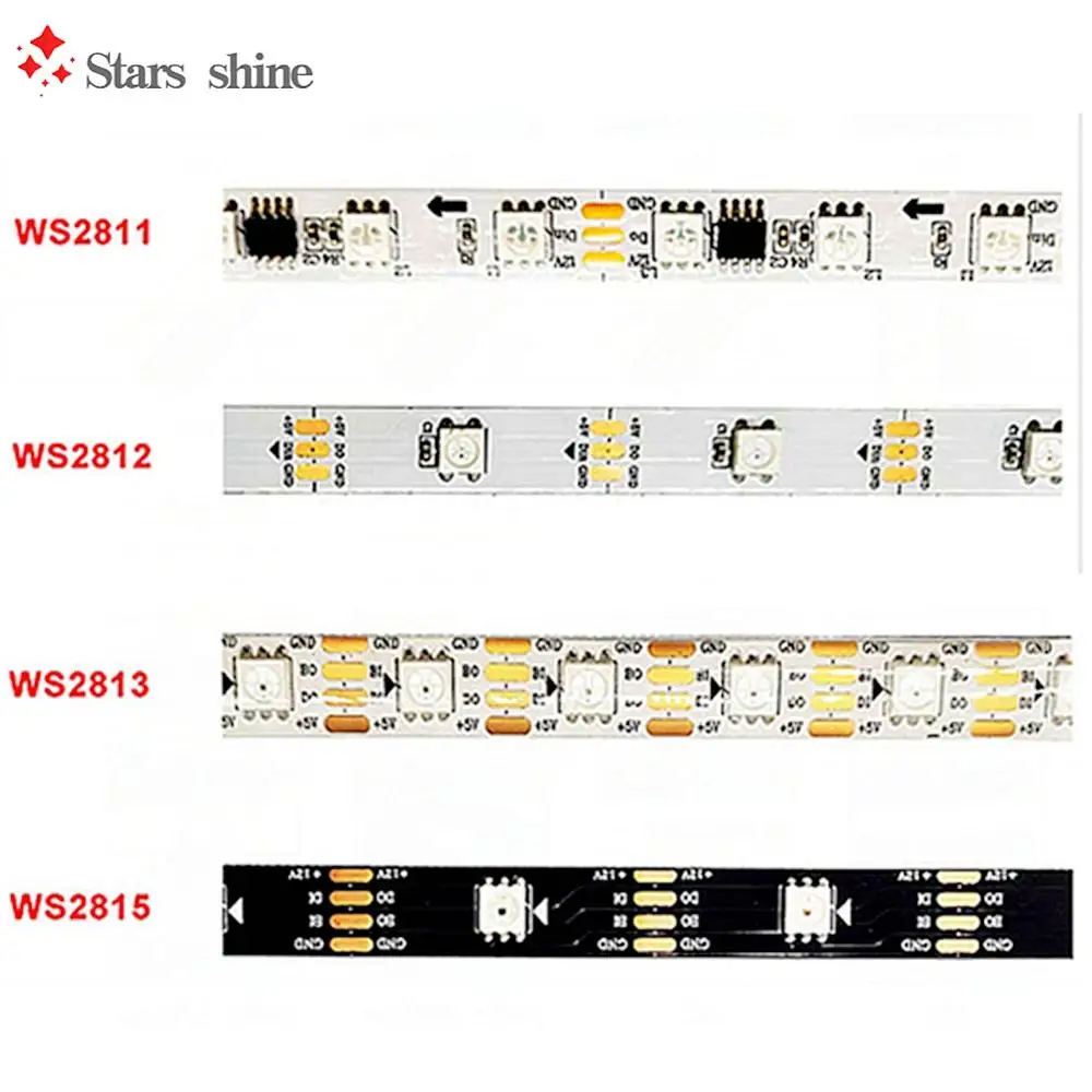 Светодиодная лента WS2811 WS2812B WS2813 WS2815 30/60/144 PixeIs/Leds/M Smart RGB светильник ная