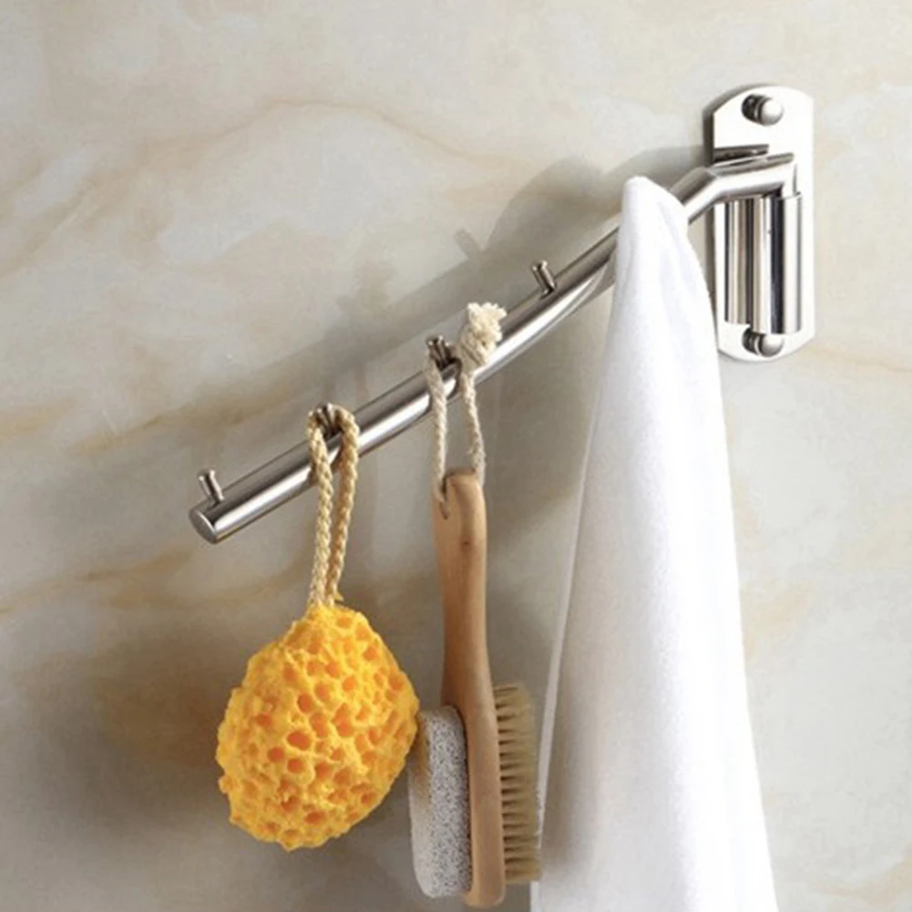 

Organizer Swing Arm Holder Rotatable Hanging Rack Clothes Hook Wall Mounted Storage Stainless Steel Drying