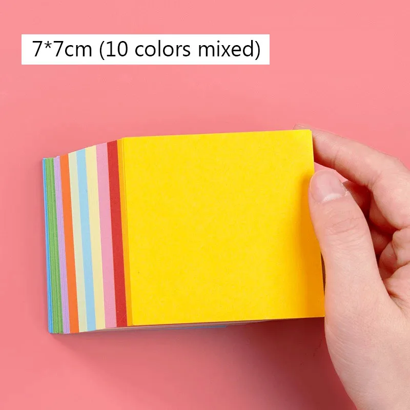 7x7cm 80-230gsm квадратная цветная яркая крафт-бумага DIY Ручная работа изготовление цветной складной бумаги Скрапбукинг Бумага толстый картон 100 листов - Цвет: 7x7cm