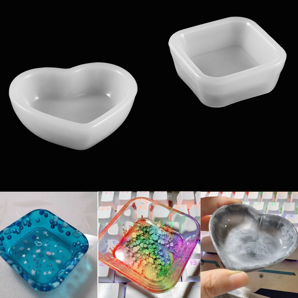 1pcs DIY Silicone Coaster Mold Square Heart Epoxy Casting Molds Making Craft Clay Resin Molds Jewelry Making Accessories silicone clay molds small bottles silicone craft moulds resin crafts supplies diy hand making accessories for diy