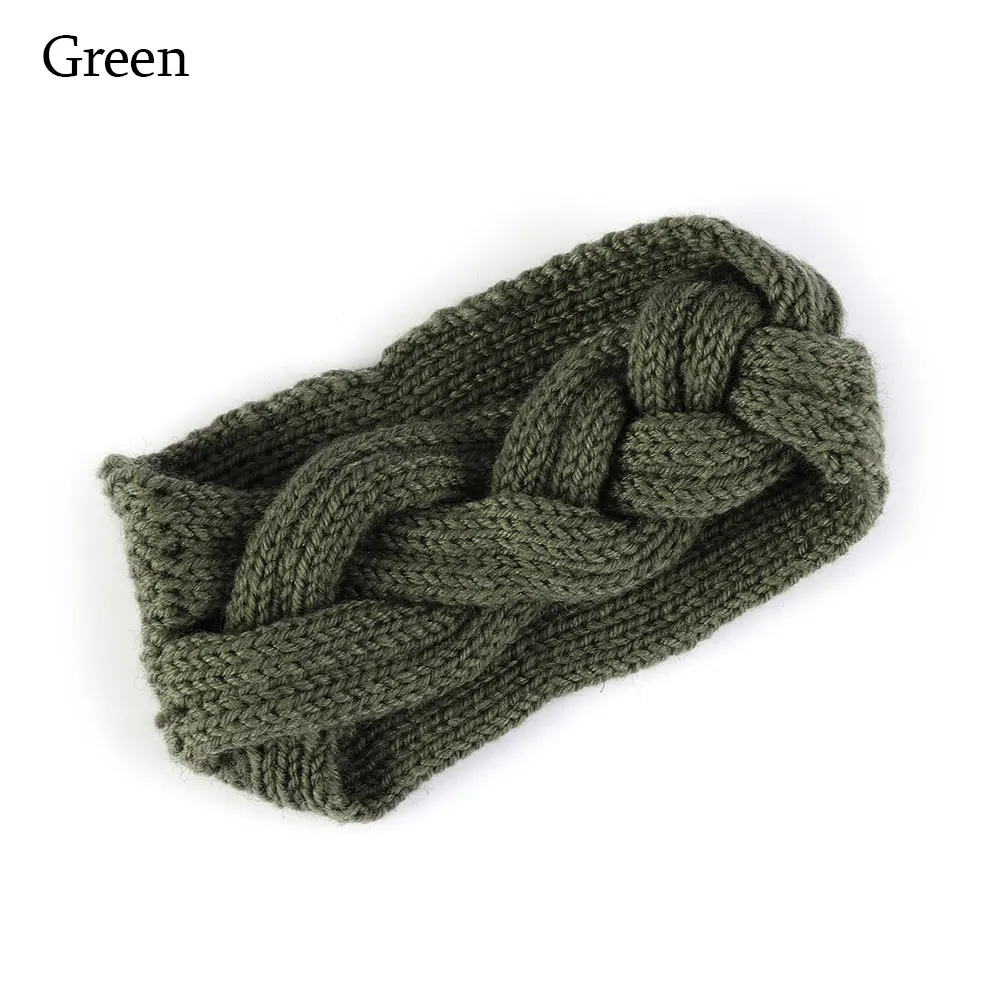 Type 02-Green 1 шт., женские плюшевые повязки на голову из искусственного бархата, теплые вязаные повязки на голову с перекрестными узорами, женские вязаные повязки на голову, аксессуары для осени и зимы - Цвет: Type 02-Green