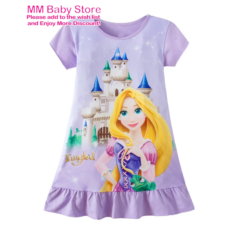 Sommer Neue Cartoon Anna Elsa Druck Nachtwäsche Schnee Weiß Meerjungfrau Mädchen Nachthemden Kinder Party Kleider Pyjamas Für Mädchen