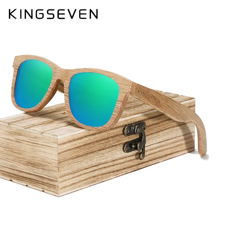 KINGSEVEN Fashion Men Handmade Natural Wooden Sunglasses Polarized Sunglasses Anti-UV400 Wood Oculos de sol feminino Eyewear - Image 9