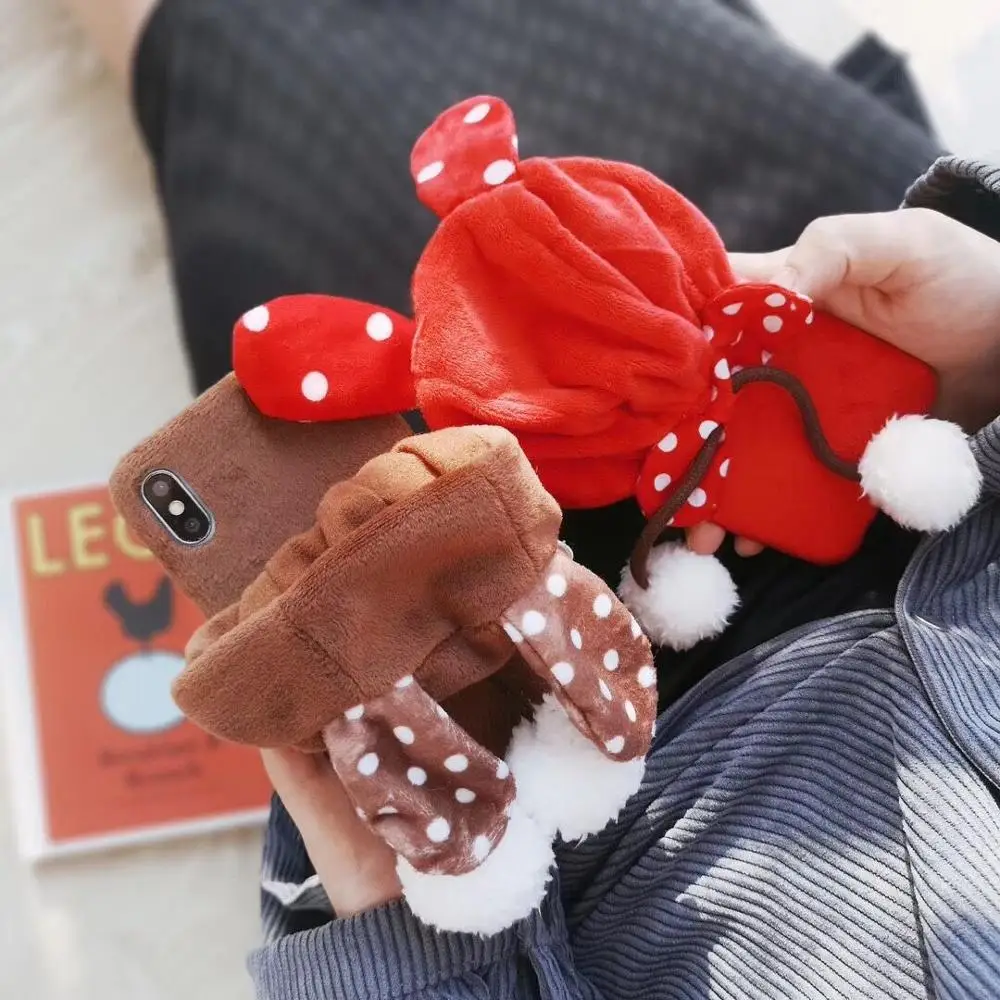 Cartoon Cute Christmas hat Phone Case For iPhone 11 Pro Max X XR XS 6 6S 7 8 Plus Plush Winter Soft TPU Back Cover New Year |