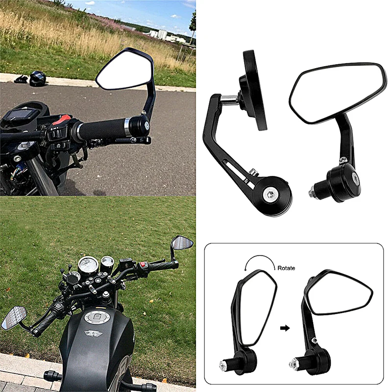 

DERI 1 Pair 7/8" 22mm Motorcycle Rear View Black Handle Bar End Side Rearview Mirrors retroviseur moto guidon accesorios moto