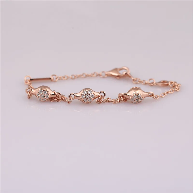 Браслет из стерлингового серебра 925 пробы Белый Циркон CZ регулируемый браслет розовое золото любовь pod браслет подарок на день рождения