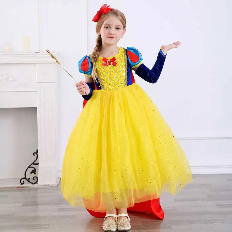 

Girls Party Performance Dress And Cloak Christmas Party Cosplay Kids Belle Elsa Princess Dress Children Gift