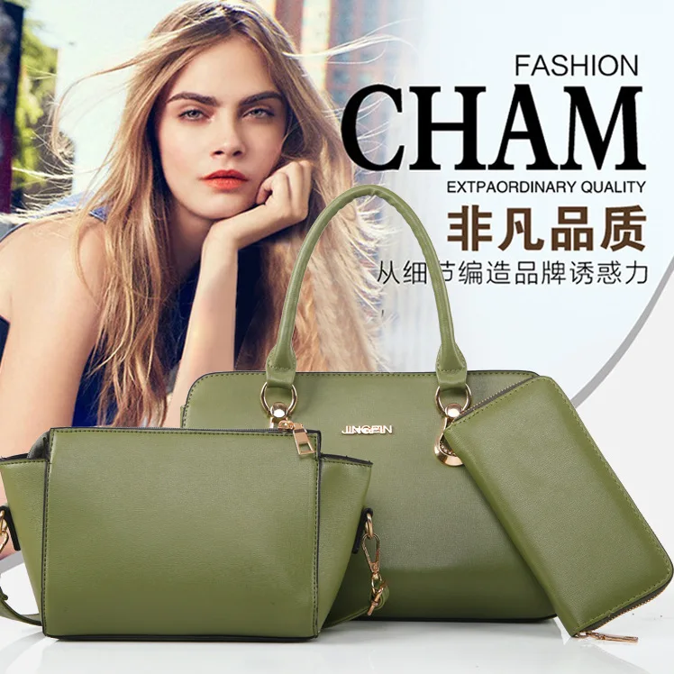 

2018 New Style Different Size Bags Women's Korean-style Three-piece Set Handbag Women's Fashion Shoulder Oblique Bag Mommy Bag L