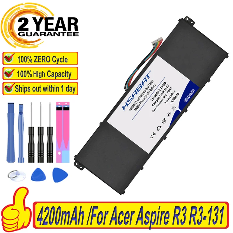 Аккумулятор AC14B3K 100% мА · ч для ноутбука Acer Aspire R3 4200 R5 R3-131T R5-471T R5-571T | Компьютеры и