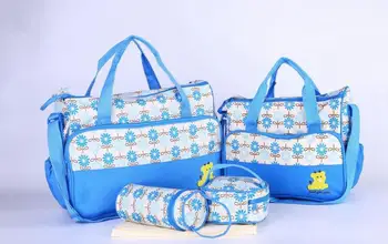 

FIVE pcs multi-function Mummy bag set,large capacity mother bag baby travel bag,bear embroidery