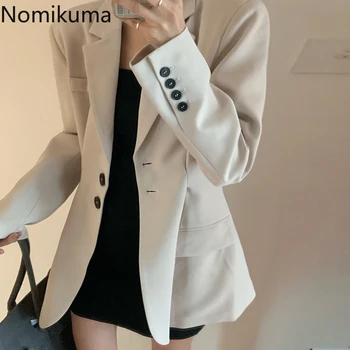

Nomikuma Korean Elegant Slim Waist Suit Jacket Women Blazer Coat 2020 Autumn Long Sleeve Notched Collar Blazers Feminimos 6C089