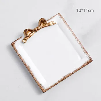 

Nordic style gold bow bow macaron resin tray small plate jewelry tray coasters bread tray bread plate 1