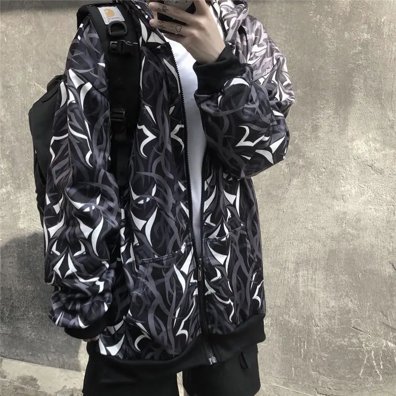 XITAO Harajuku стильная куртка с капюшоном и принтом женская уличная трендовая куртка на молнии плюс бархатного размера плюс осенне-зимнее женское пальто DMY1072