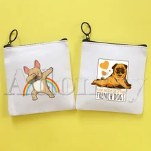 French Bulldog Korean Version Simple Coin Purse Coin Purse Female Student Canvas Cute Key Bag Mini Clutch Small Purse