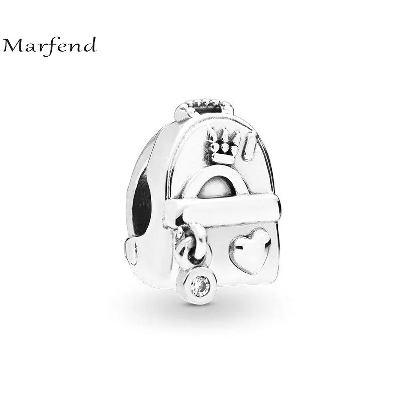 

XINHUI New Style 925 Sterling Silver Heart Backpack Charm Beads Fit Original Pandora Bracelet DIY Woman & Children Jewelry Gifts