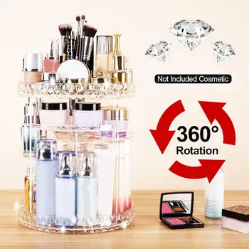 

Adjustable Storage Rack Diamond Pattern Acrylic Fashion 360 Degree Rotating Cosmetic Case Perfume Bathroom