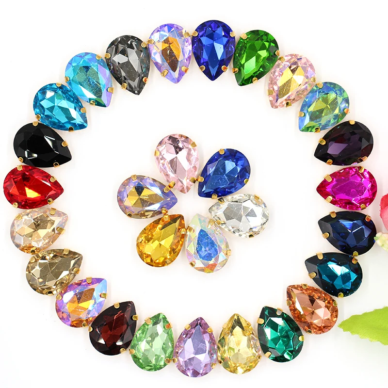 

Great Strass Glass Stone Sew-on Rhinestones with Golden Claw for Diy Craft Christmas Clothing Garment Decoration Jewelry Beads