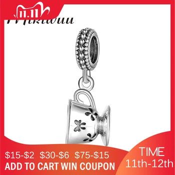 

Flower tea cup Charms Pendant 925 Sterling Silver Beads Fine Jewelry Making fits Original Mikiwuu Charm Bracelets Bangles