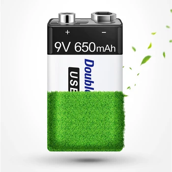 

1pcs new 9V 650mAh USB Charge Battery Li-ion Redispatch Battery Micro 9V USB for Multimeter Debugging Remote Control KTV Use