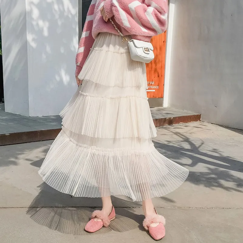 Сетчатые юбки трапециевидной формы с вуалью; Новинка года; юбка Joker fairy; Многослойная длинная юбка