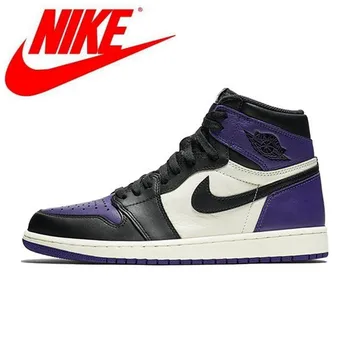 

New Nike Air Jordan 1 Retro High Court Purple Basketball comfortable Shoes Men Women Unisex Original Outdoor Sneakers 555088-501