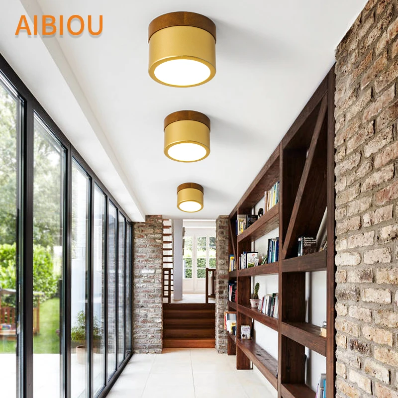 AIBIOU круглый светодиодный потолочный светильник современный потолочный светильник для Деревянный светильник для коридора