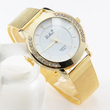 

Fashion Luxury Women Watches Crystal Golden Stainles Steel Analog Quartz Wrist Watch Women Business Reloj Mujer Woman Watch 2018