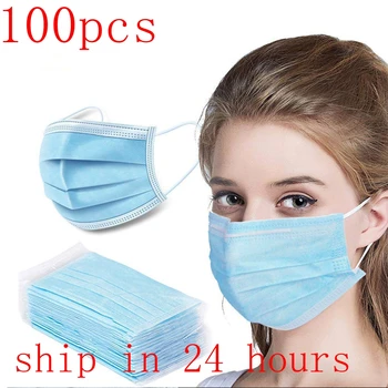 

100pcs Mask 3 Layers Non Woven Mouth Masks 12-24hours Shipping