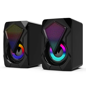 

Stereo Sound Surround Loudspeaker X2 USB Powered Computer Speakers 3Wx2 Multimedia Bass Speakers with RGB Light