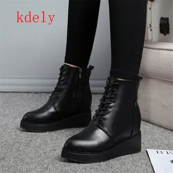

2020 New Style woman boots High heels Ankle boots for women Platform Wedges boots Ladies Winter shoes woman Black size 35-40