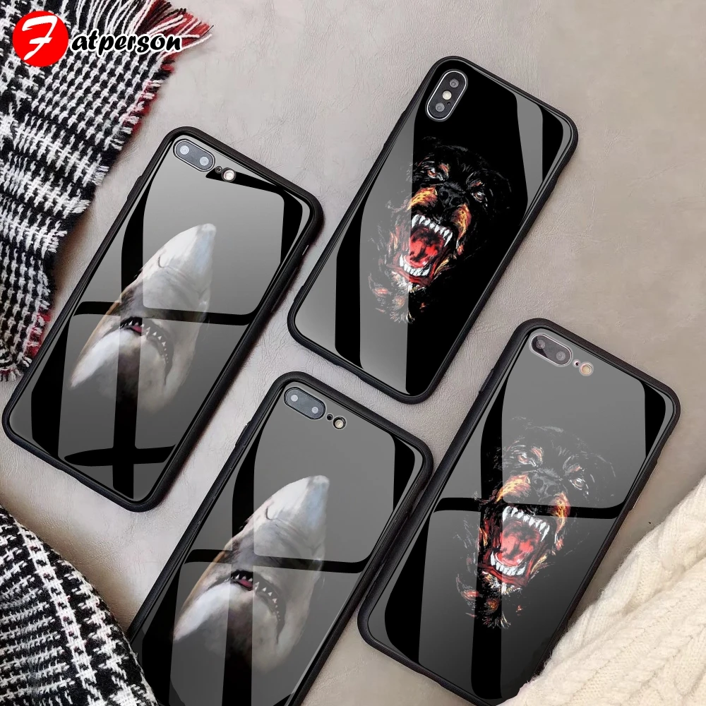 

Custom Tempered Glass Phone Case shark Dog For mi 5 X S P 6 8 9 Phone case For Redmi 5 P S2 6 A Pro NOTE5 7 Mix 2 3 Max 2 3 Pro