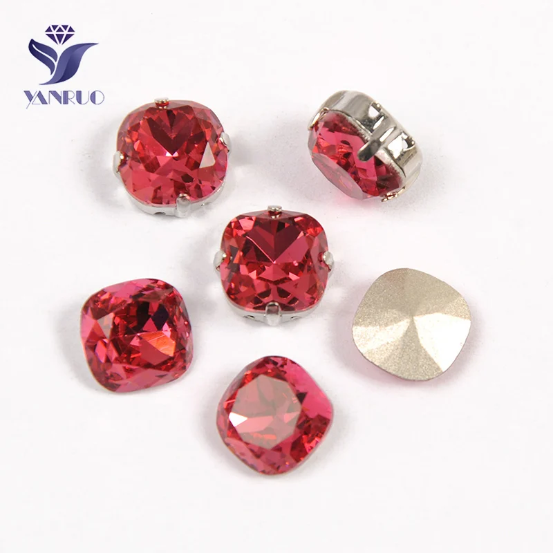YANRUO 4470 огранка подушки Siam Glass Прошитые Стразы красный заостренный обратно