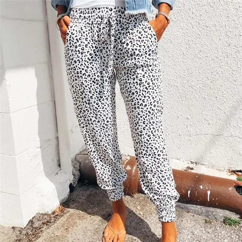 Hirigin Joggers Leopard Print Casual 