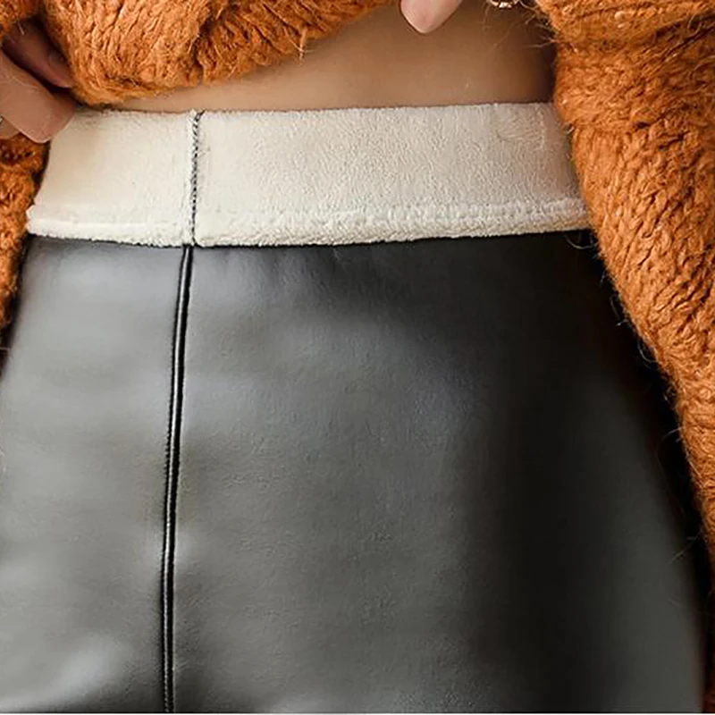 4XL размера плюс, женские зимние Бархатные брюки, черные теплые кожаные леггинсы, женские Сексуальные облегающие леггинсы из искусственной кожи с высокой талией