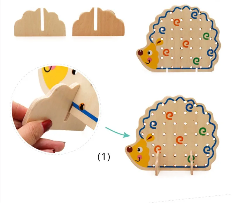 Лучшая деревянные фрукты и овощи шнуровка и нанизывание бусины игрушки с ежиком доска для свыше 3 лет детей