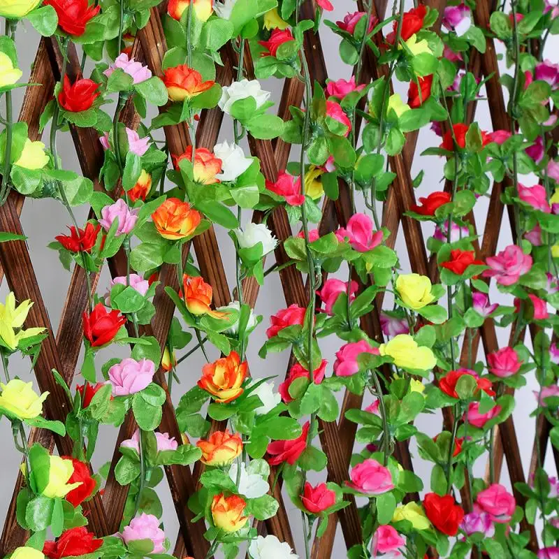 Хит 230 см искусственные розы из шелка искусственные цветы Домашнее Свадебное Украшение подвесное гирлянда сушеные цветы поддельные листья вечерние принадлежности