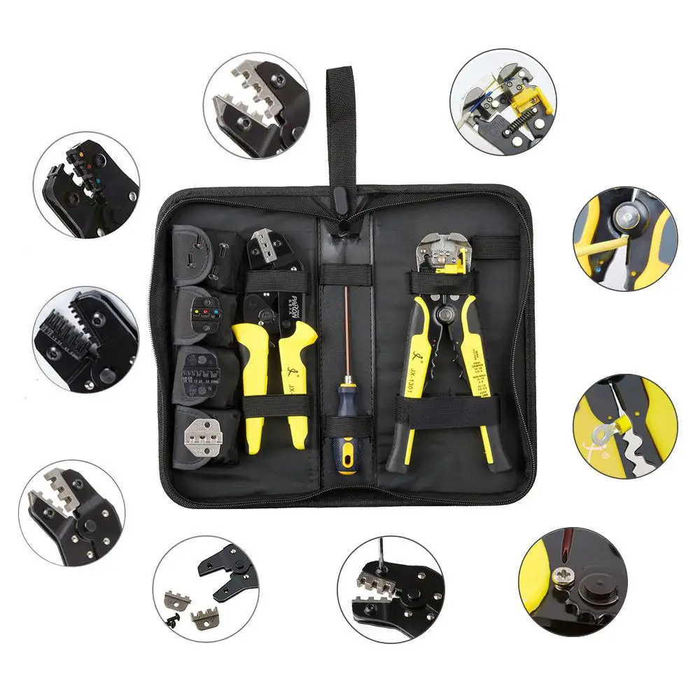 

Yfashion Paron JX-D4301 Wire Strippers Tool set Ratchet Terminals Crimping Pliers 4 In 1(Canvas Bag Packing)